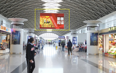 成都機場(chǎng)T1出發(fā)候機大廳掛旗廣告