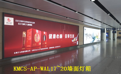 昆明機場(chǎng)B1層國內到達西指廊墻面燈箱廣告